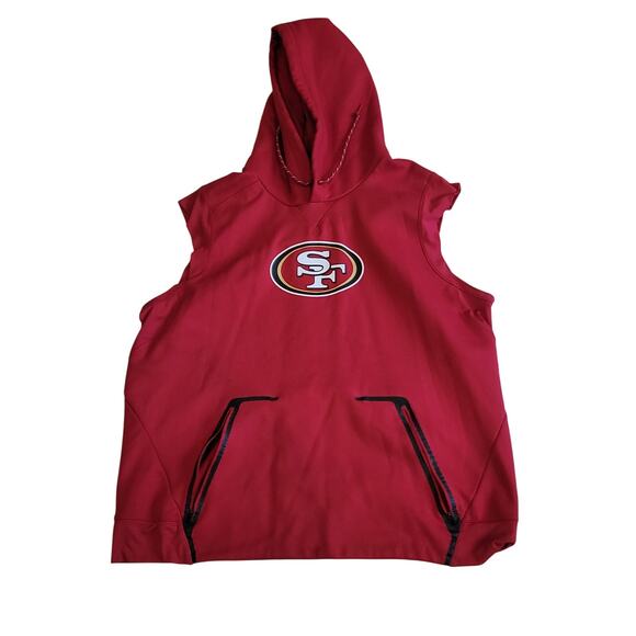 Nike Dri Fit NFL On Field SF 49ers Team Issued Sleeveless Hoodie Red Rare2XL